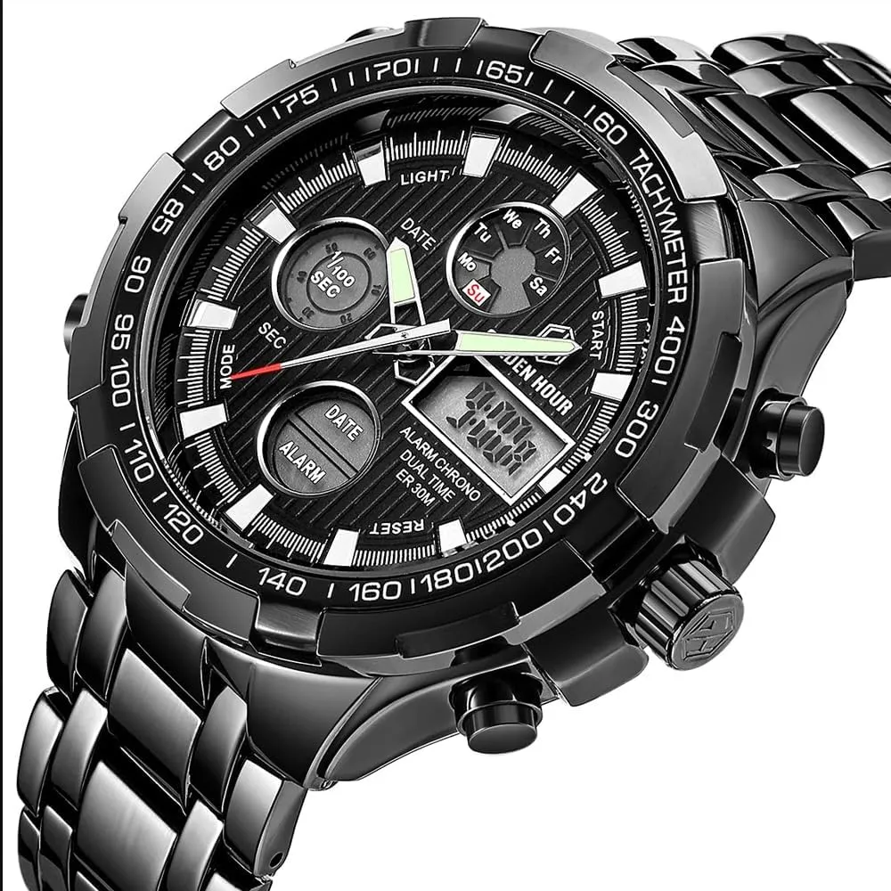 for Men Male Outdoor Sport Waterproof Big Wristwatch Luxury Men Watches obsess unreliable proliferation with Stainless Steel Analog Digital Watches 