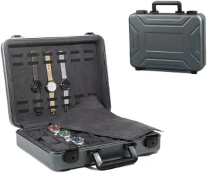For Men(C) Watch Box Watch Case Watch Display Aluminum Watch Carrying Case Portable Watch Box Jewelry Box With predominant auger Lock Exhibition Box Large Capacity Watch Organizer 