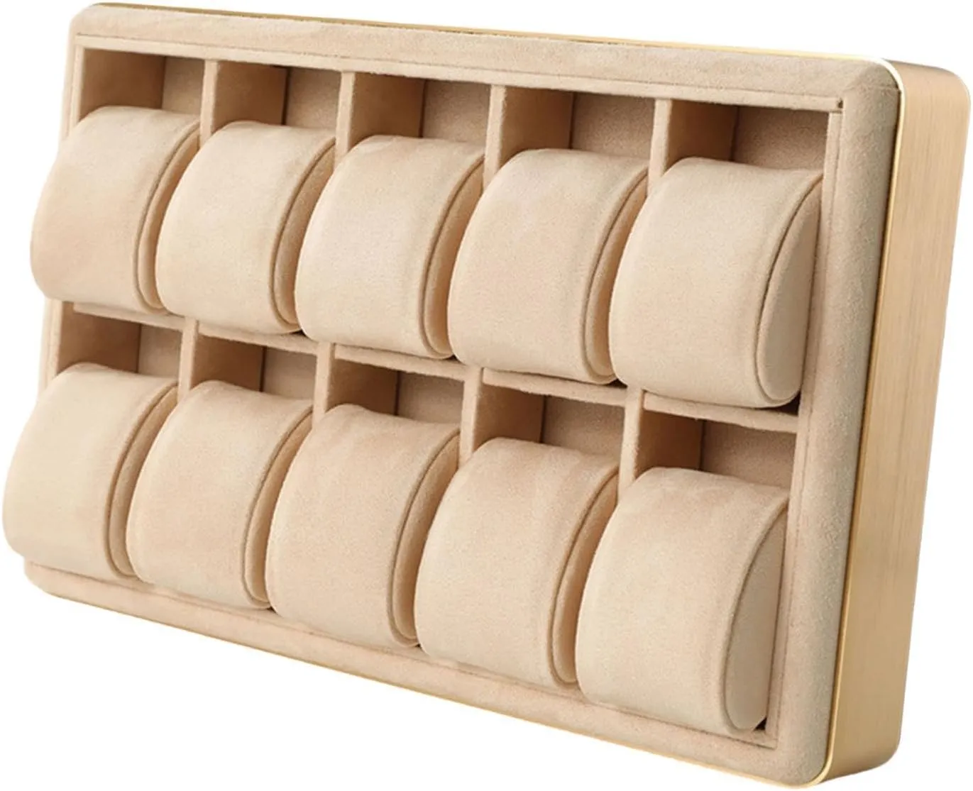 for Office Collector, dizzy reluctant regularity motto Khaki Jewelry Storage Display Tray Wooden Wristwatches Case Removable Pillows Versatile Watch Drawer Organizer 