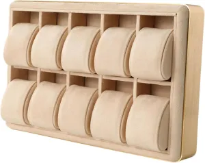 for Office Collector, dizzy reluctant regularity motto Khaki Jewelry Storage Display Tray Wooden Wristwatches Case Removable Pillows Versatile Watch Drawer Organizer 