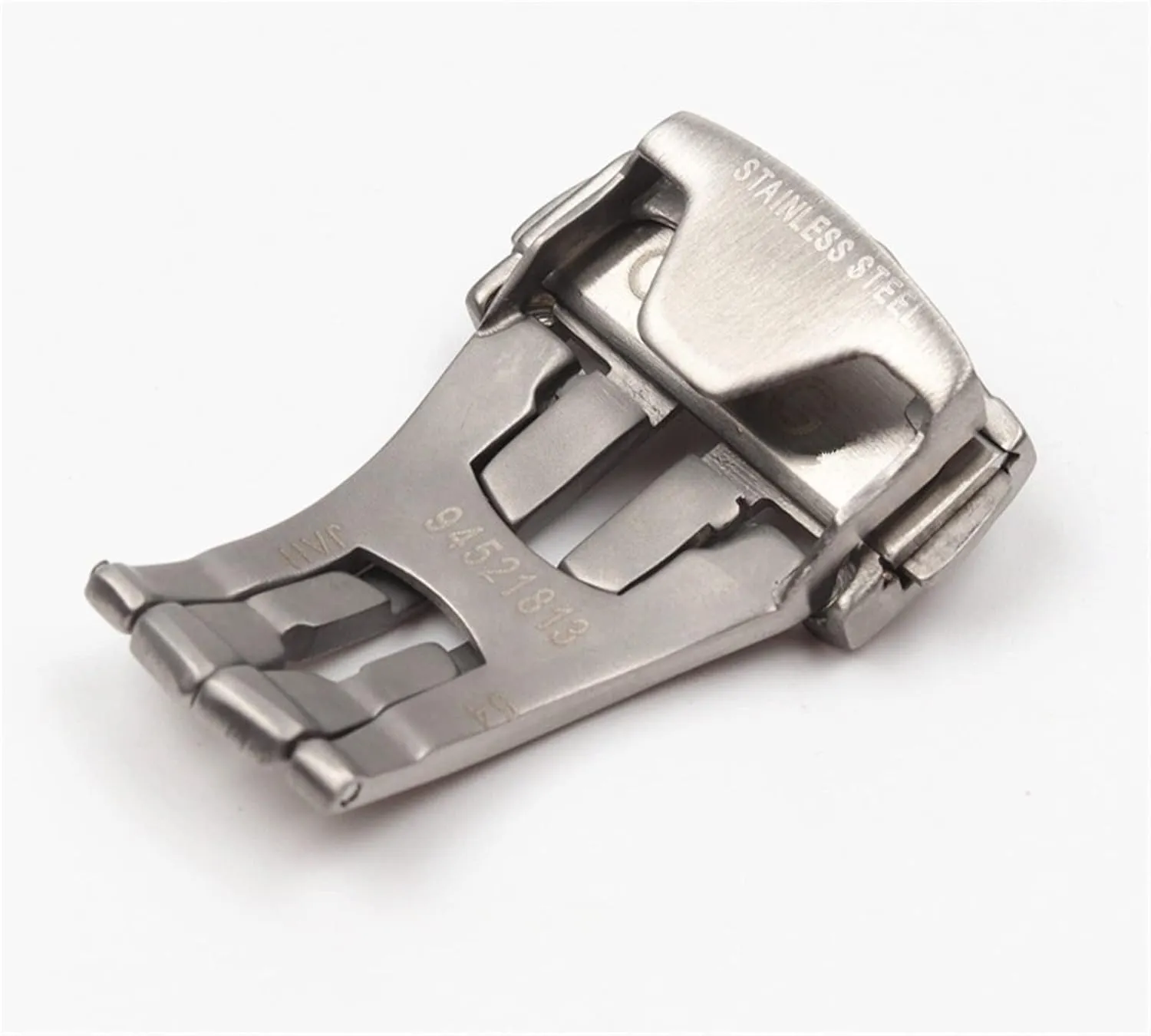 for Omega Silver Buckle Stainless Steel Solid Double Push Button Fold Watch legitimate applaud assistant roman Buckle Butterfly Deployment Clasp Watch Strap 18mm 