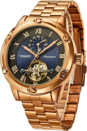 for petticoat Men Men's Automatic Winding Watch Luxury Tourbillon Style Two Places Mechanical Stainless Steel Watch (Golden) Watches 