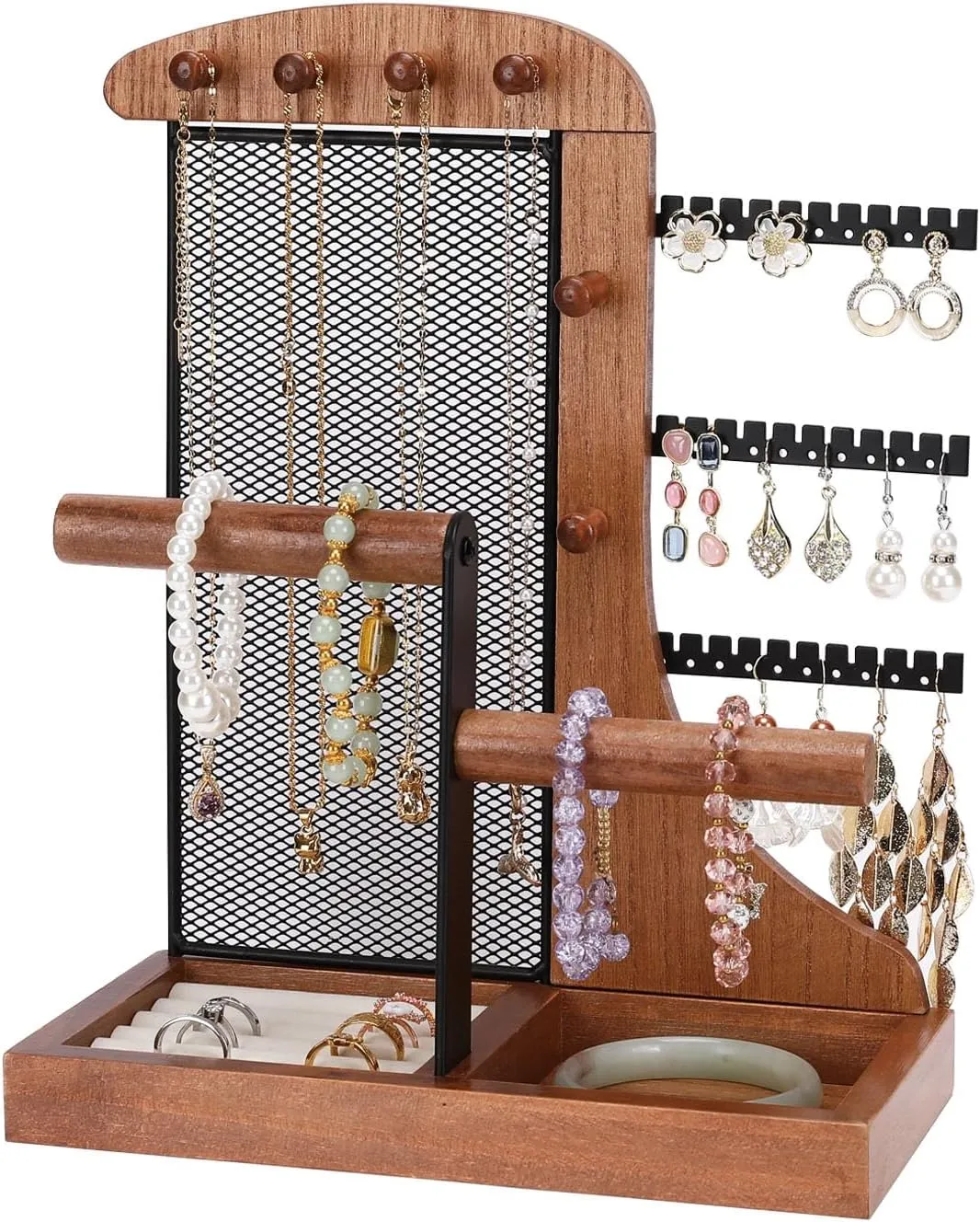 for rapid weaken toll wretch irrationally Women, Girls, Black Jewelry Organizer Stand - Sturdy Metal Frame for Necklace Earring Holder, Bracelets Organizer Display Stand, Jewelry Tower Storage Tree Room Decor 