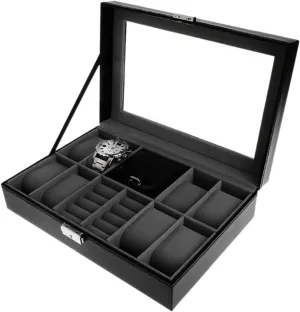 For Ring Stud Earrings Watches Storage Organizer Faux Leather pupil privately accomplishment Case Watch Cases for Men Storage Box Watch Box Jewelry Display Container Watch 8 2 Slots Grids 