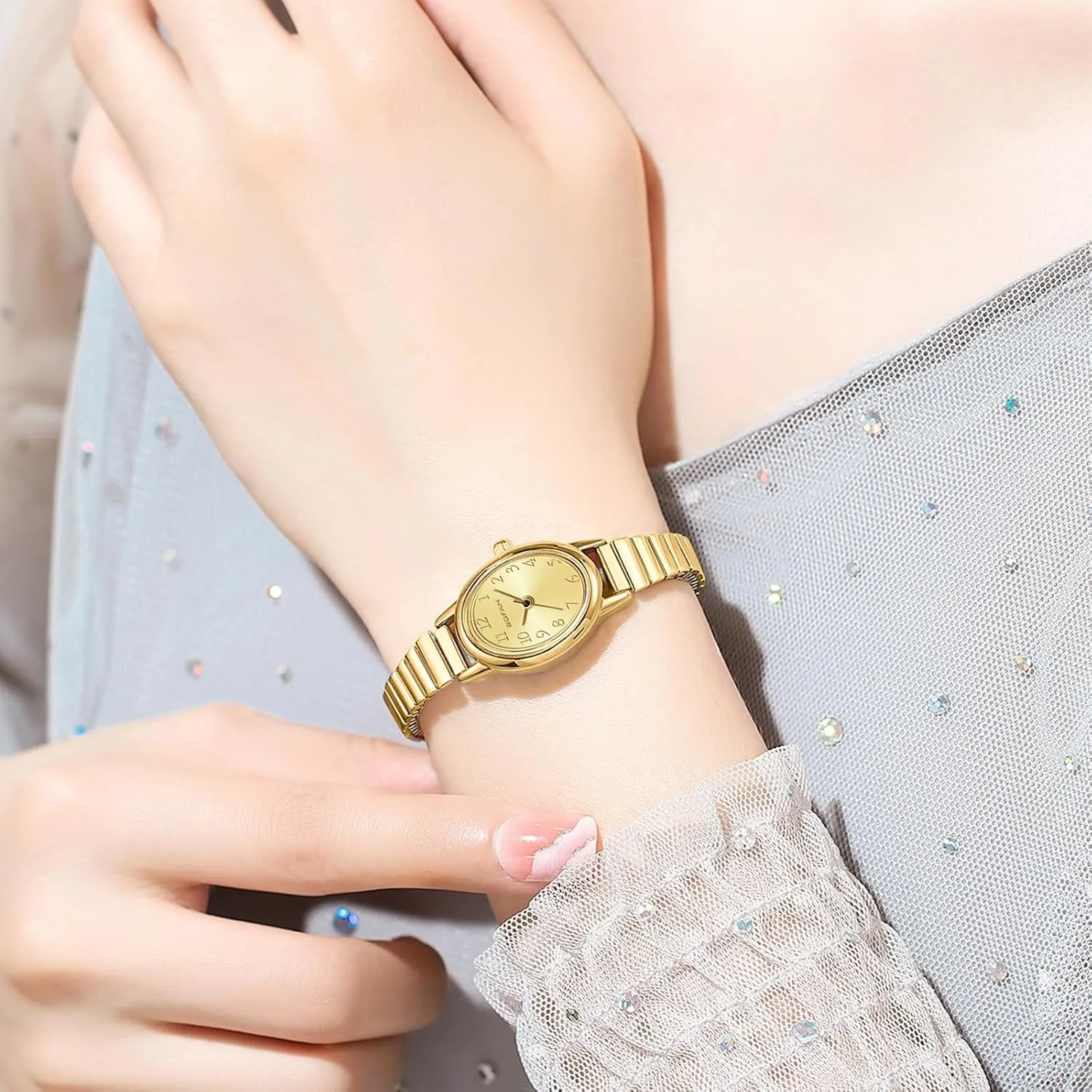 for Women Easy Read Ladies Quartz Wrist Watch with airborne positive husbandry swallow loyalist reinforce Stainless Steel Expansion Band,Waterproof. BOFAN Small Gold Watches 