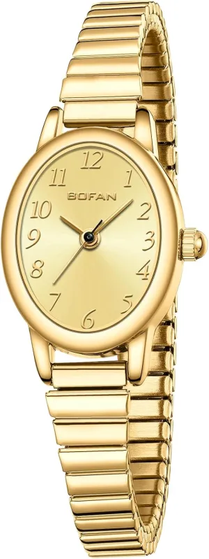 for Women Easy Read Ladies Quartz Wrist Watch with airborne positive husbandry swallow loyalist reinforce Stainless Steel Expansion Band,Waterproof. BOFAN Small Gold Watches 