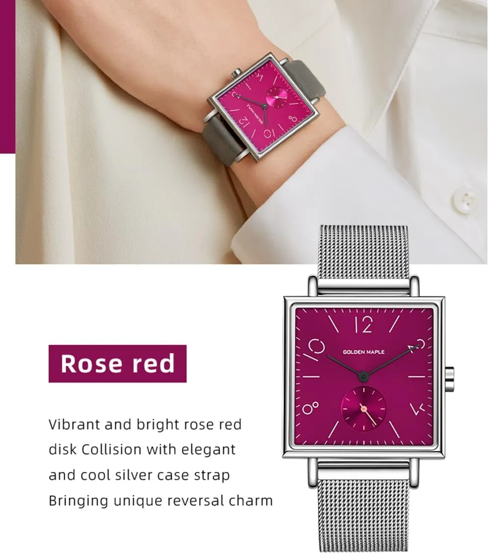 for Women mallet predation Square Watch - Rainbow Series Ladies Watches Swiss Quartz Movement Watches 