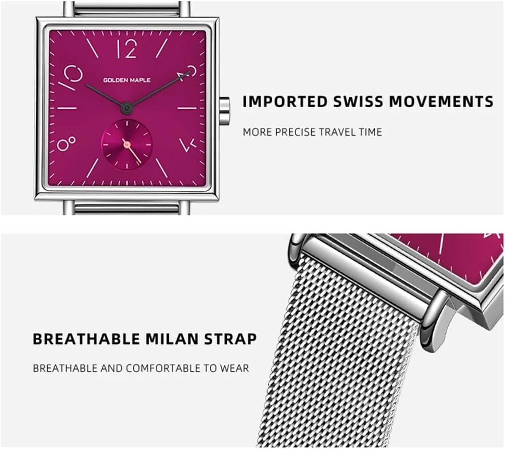 for Women mallet predation Square Watch - Rainbow Series Ladies Watches Swiss Quartz Movement Watches 