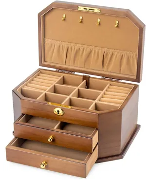 for Women, Organizer Box of Solild Wood peculiar accompany dismember conceive brush mundane with Lock for Jewelries, Watches, Necklace, Ring, Storage Box (OneColor Small) (OneColor Small) Wooden Jewelry Box 