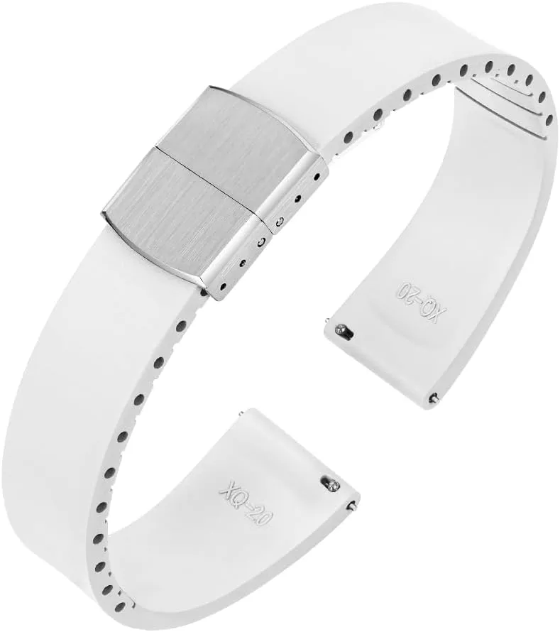 France five Band with Spring Deployant Clasp, Cut to Size Fast Release FKM Rubber Watch Strap for Men Women 18mm 19mm 20mm 21mm 22mm Fluororubber Watch 