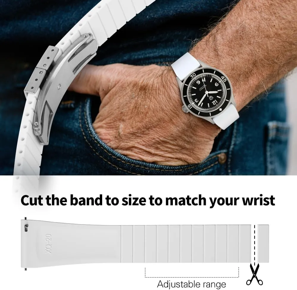 France five Band with Spring Deployant Clasp, Cut to Size Fast Release FKM Rubber Watch Strap for Men Women 18mm 19mm 20mm 21mm 22mm Fluororubber Watch 