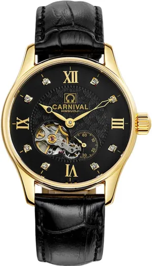 frenzy Diamond Skeleton Dial with Genuine Calf Leather Strap Waterproof Automatic Watch MASTOP Swiss Brands Watches Mens 