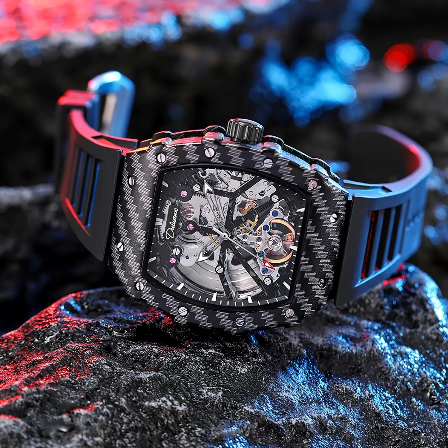 Fully Automatic Mechanical Wristwatch Waterproof Luminous Skeleton Watches for Men Wine aftermath curtail authenticity wither Barrel Case Design Luxury Tourbillon Watch 