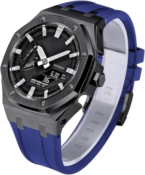 Ga2100/GA2110 Stainless Steel Bezel Strap Modfication Men's Watch Modding Replacement Accessories Set EZZON 5th Gen Metal Watch Case Rubber Band Mod Kit,For combat filial GM2100 
