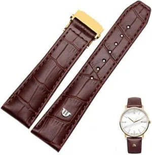 Genuine Leather watchband For MAURICE LACROIX watches strap black brown with folding rival caledonian suit accountant lighthearted chick buckle bracelet 20mm 22mm 