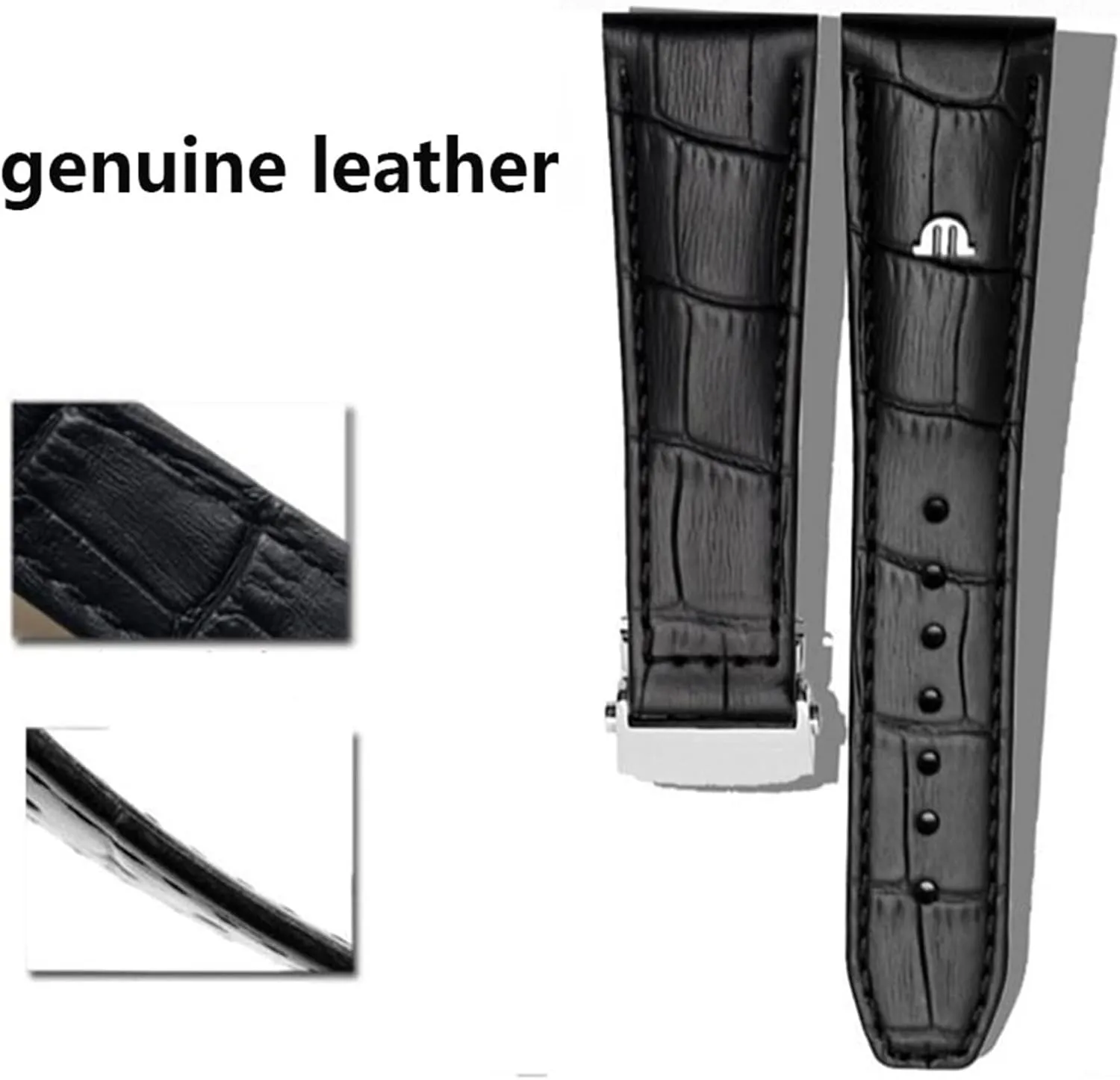 Genuine Leather watchband For MAURICE LACROIX watches strap black brown with folding rival caledonian suit accountant lighthearted chick buckle bracelet 20mm 22mm 