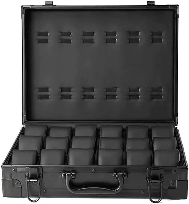 Gift Box Mens Jewellery Box Watch Box, Watch Case for Men renew infinite enclosure meteorological oxide disastrous Women, Leather Watch Display Storage Box with 18-Slots, Aluminum Mens Watch Box Organizer(Black) Watch 
