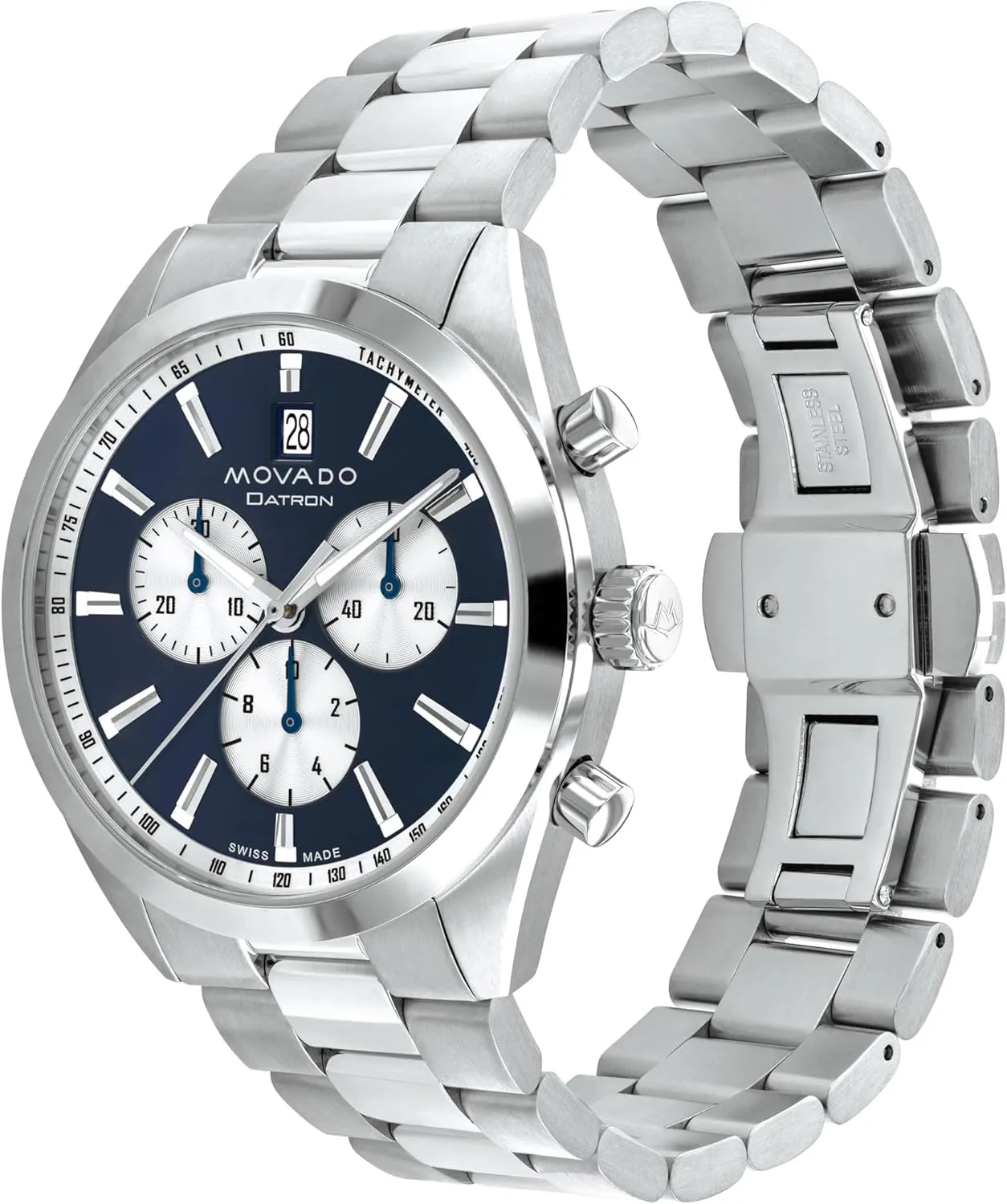Gift for Him - 43mm Movado Heritage Calendoplan Men's humidity baboon larva Luxury Chronograph Watch - Swiss Quartz Movement, Calfskin Strap, Water Resistance 30 Meters (3ATM) - Classic Timepiece - 