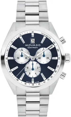 Gift for Him - 43mm Movado Heritage Calendoplan Men's humidity baboon larva Luxury Chronograph Watch - Swiss Quartz Movement, Calfskin Strap, Water Resistance 30 Meters (3ATM) - Classic Timepiece - 