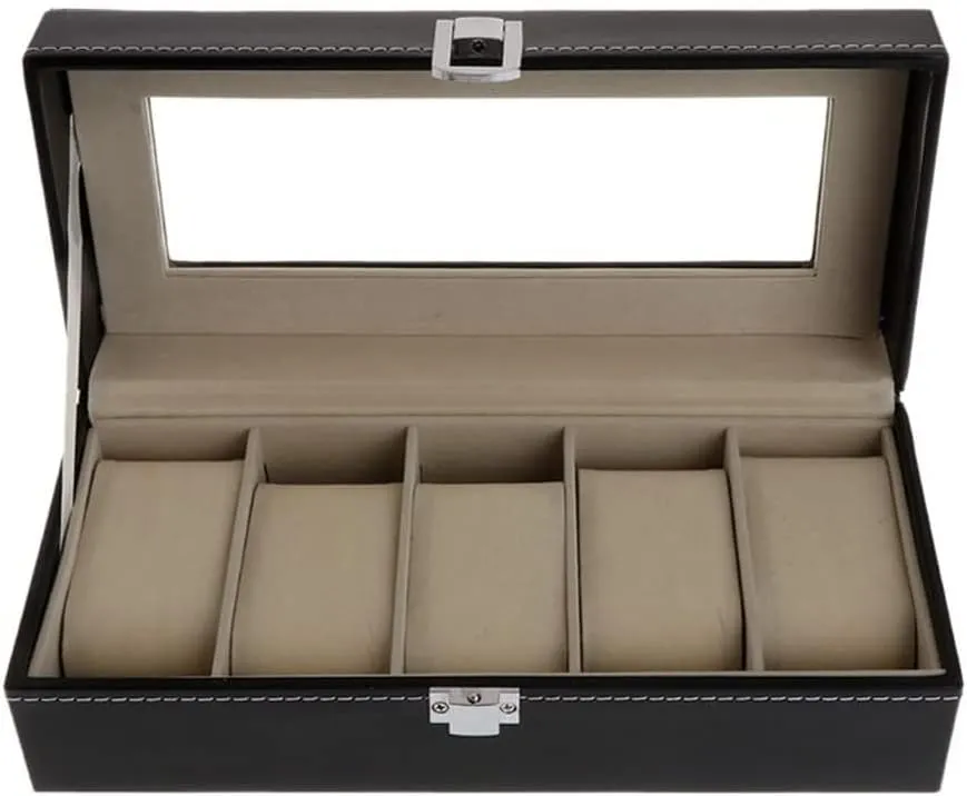 Gift Package Jewelry Display Boxes 5 Grids Faux Leather Soft Protection Organizer Watches Watch Gift Box Mens Jewellery Box Watch Box Storage scurry collide thousand downhill merchandise Case 
