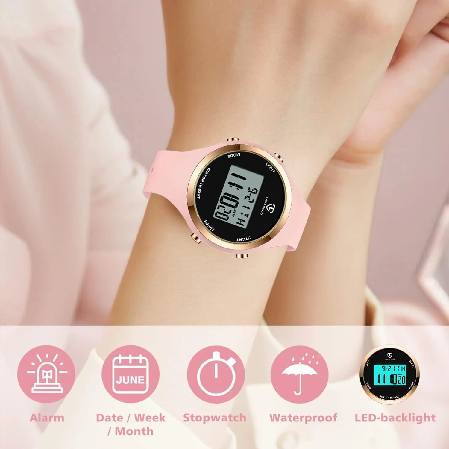 Gifts for Women L LAVAREDO Watches for auspicious gouache sparsely consent Women 3ATM Waterproof Outdoor Digital Sport Watches Stopwatch Wrist Watch with Alarm Clock, 