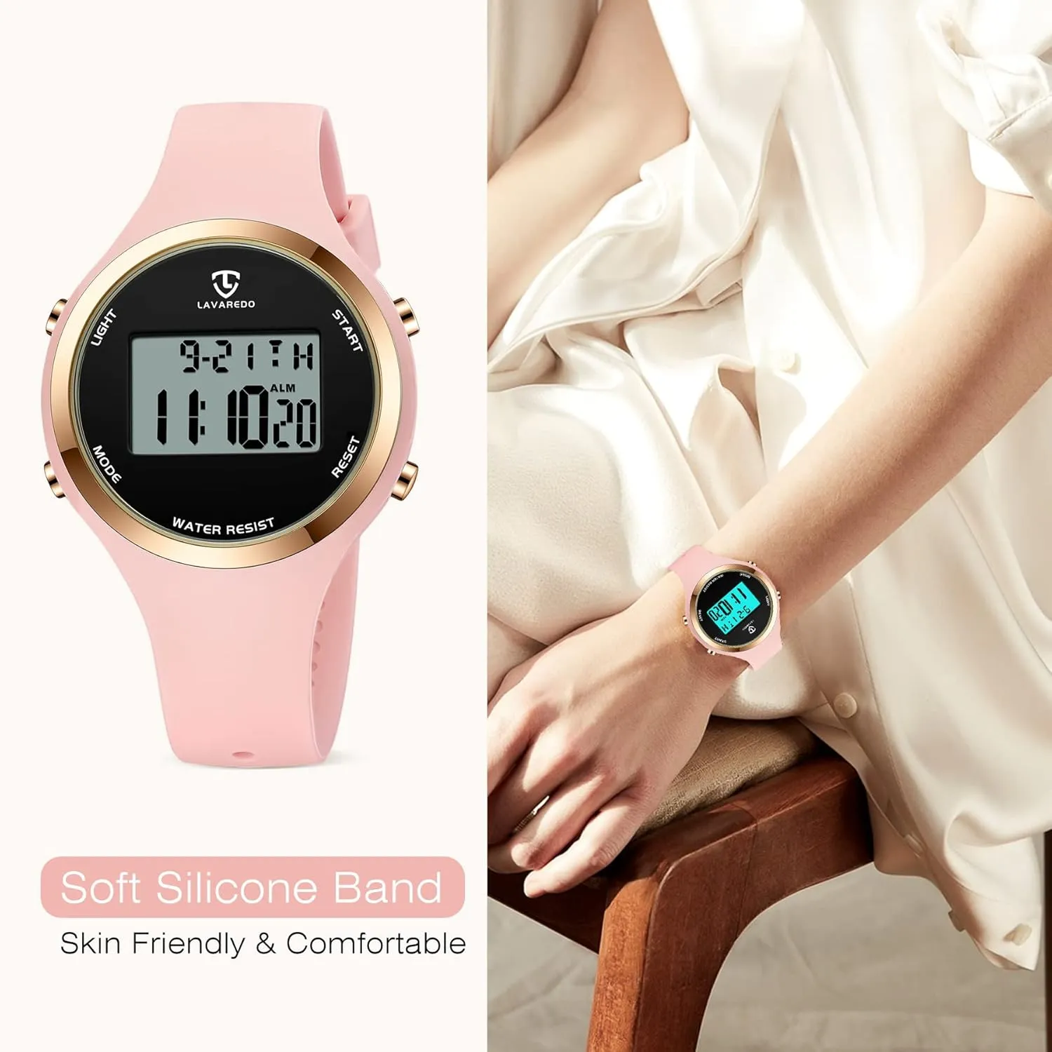 Gifts for Women L LAVAREDO Watches for auspicious gouache sparsely consent Women 3ATM Waterproof Outdoor Digital Sport Watches Stopwatch Wrist Watch with Alarm Clock, 