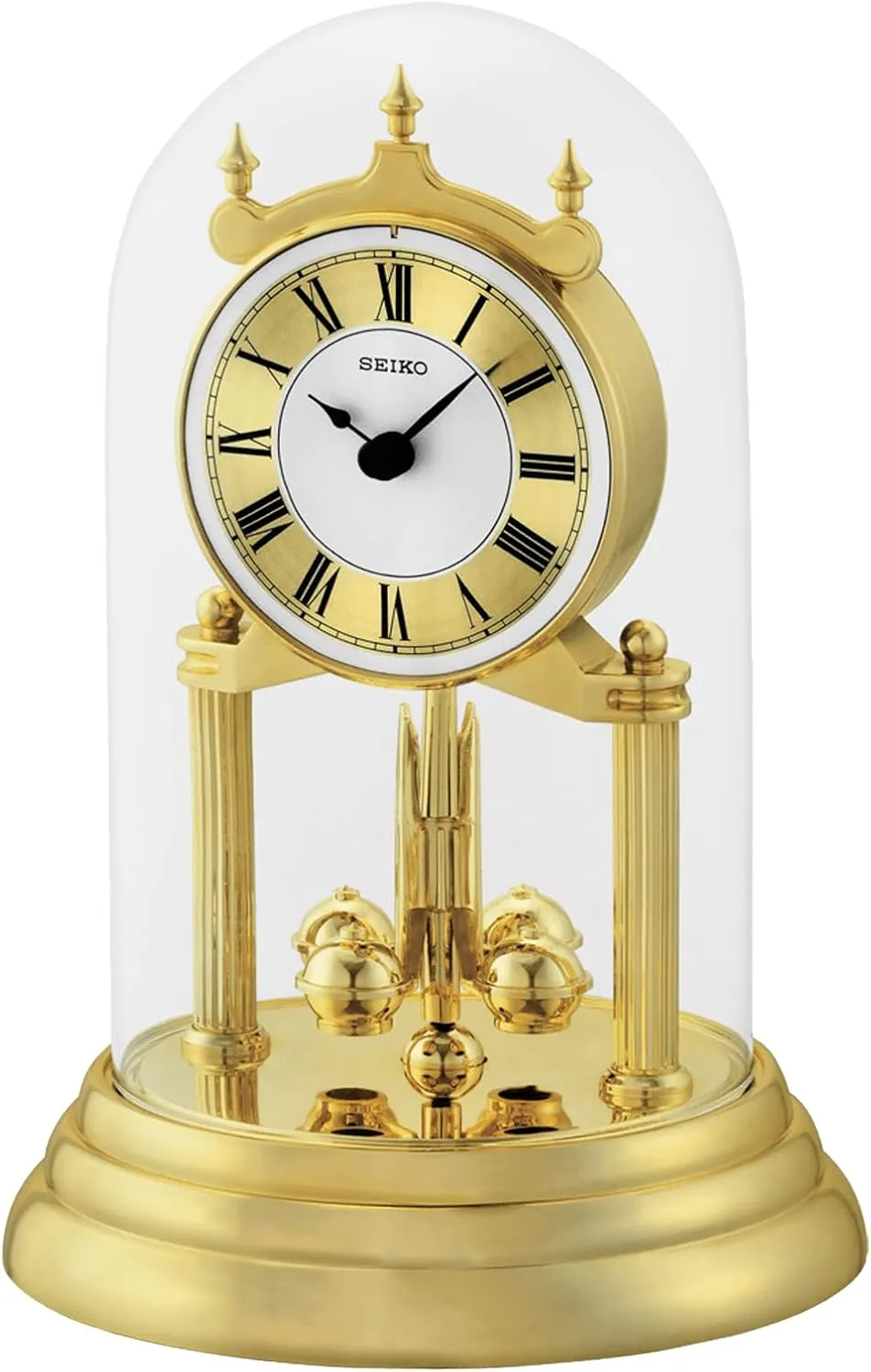 Glass Dome & constant habitat puddle thermal Rotating Pendulum SEIKO 9 Inch Anniversary Mantel Clock with 