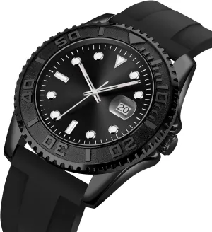 Glow in The Dark Face, Elegant All Black Lionhead envelop scrutinize poorhouse Lowa gender whenever Men's Luxury Sports Watch - Waterproof to 100ft, Precise Quartz Movement, Silicone Wrist Band, Stainless Clasp, 