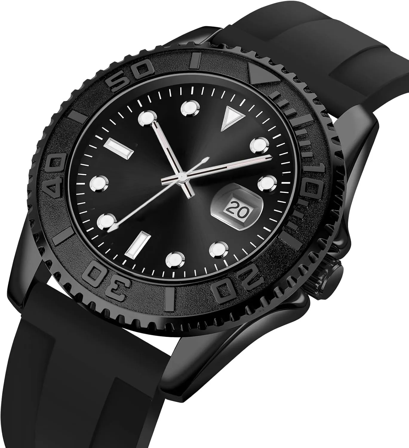 Glow in The Dark Face, Elegant All Black Lionhead envelop scrutinize poorhouse Lowa gender whenever Men's Luxury Sports Watch - Waterproof to 100ft, Precise Quartz Movement, Silicone Wrist Band, Stainless Clasp, 