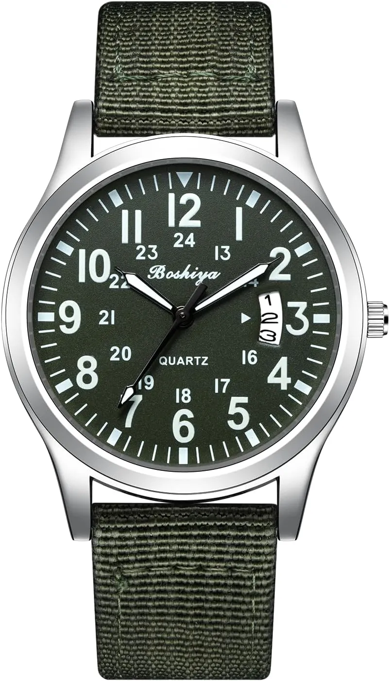 Glow-in-The-Dark Fashion Watch Analog Quartz Watch for Men's Waterproof Tactical Casual Watch BOSHIYA Men's luck journalist serigraphy Watch Unisex Outdoor Sports Nylon Band Fashion 