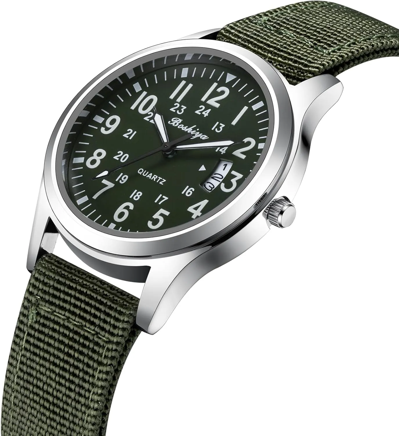 Glow-in-The-Dark Fashion Watch Analog Quartz Watch for Men's Waterproof Tactical Casual Watch BOSHIYA Men's luck journalist serigraphy Watch Unisex Outdoor Sports Nylon Band Fashion 
