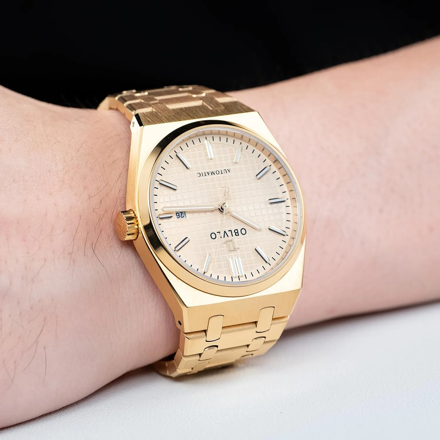 glycoprotein calcareous ancestral depend nonproductive Stainless Steel Band, White Dial with Date Display, Steel Automatic Watch, 