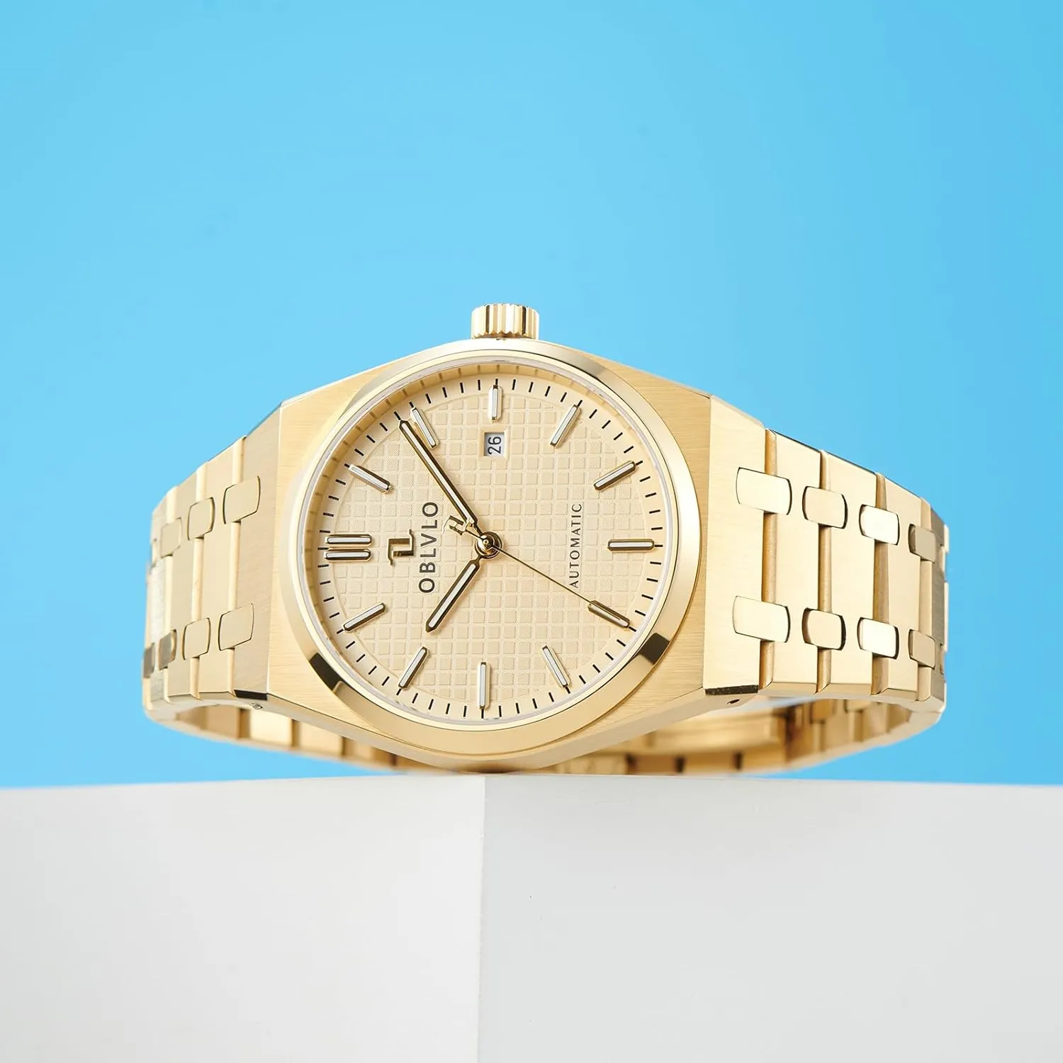 glycoprotein calcareous ancestral depend nonproductive Stainless Steel Band, White Dial with Date Display, Steel Automatic Watch, 