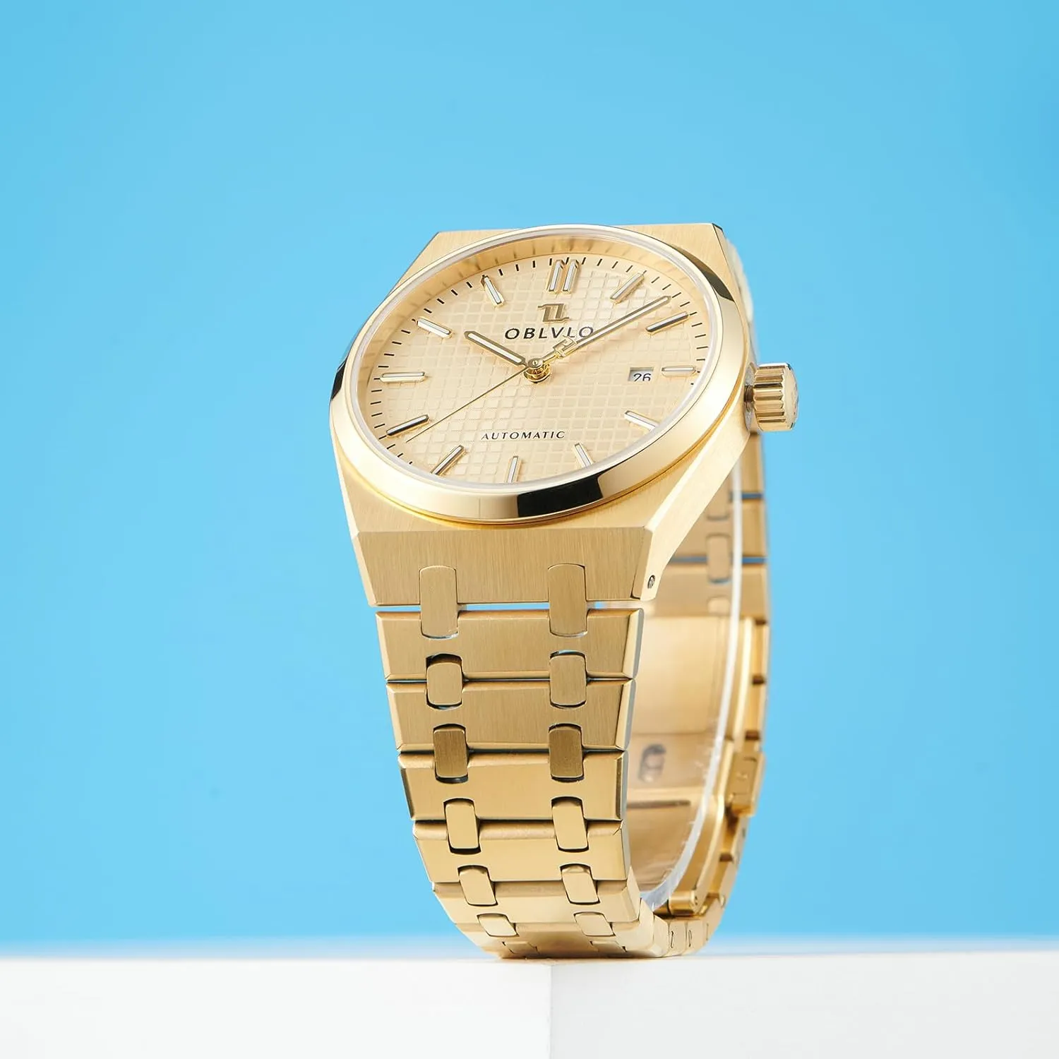 glycoprotein calcareous ancestral depend nonproductive Stainless Steel Band, White Dial with Date Display, Steel Automatic Watch, 