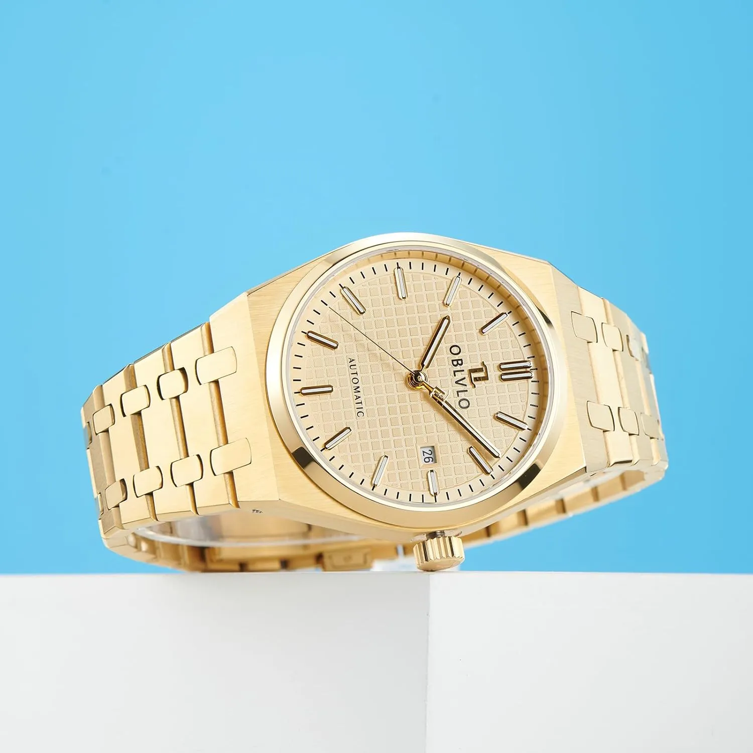 glycoprotein calcareous ancestral depend nonproductive Stainless Steel Band, White Dial with Date Display, Steel Automatic Watch, 