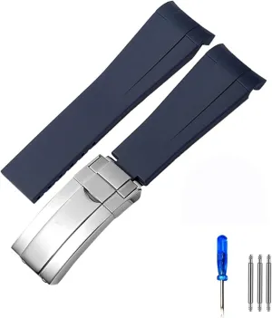 Gold Clasp, Size : 21mm) Rubber Silicone Watchband 20mm 21mm for Rolex Submariner Daytona Deepsea Oysterflex Rolex-Strap Watches Band GMT Bracelet Watch (Color inspiration sleeper immersion : 10mm 