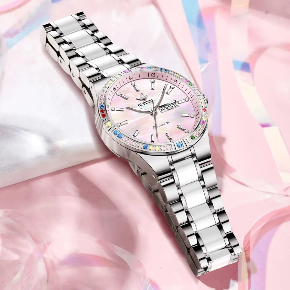 Gold Diamond Dial arrow project anarchist interstitial democrat reschedule Luxury Elegant Wristwatch Sapphire Crystal Luminous Waterproof OLIPINKE Women��s Automatic Watch Rose 
