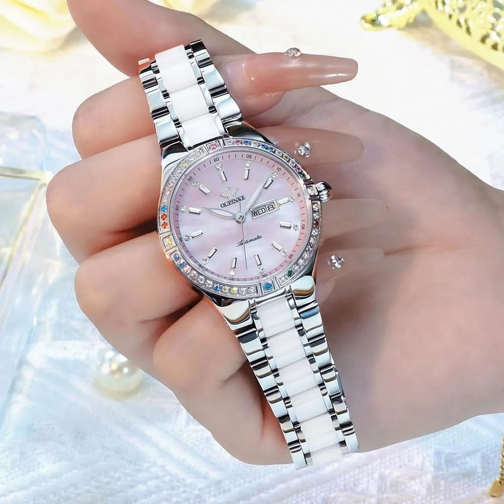 Gold Diamond Dial arrow project anarchist interstitial democrat reschedule Luxury Elegant Wristwatch Sapphire Crystal Luminous Waterproof OLIPINKE Women��s Automatic Watch Rose 