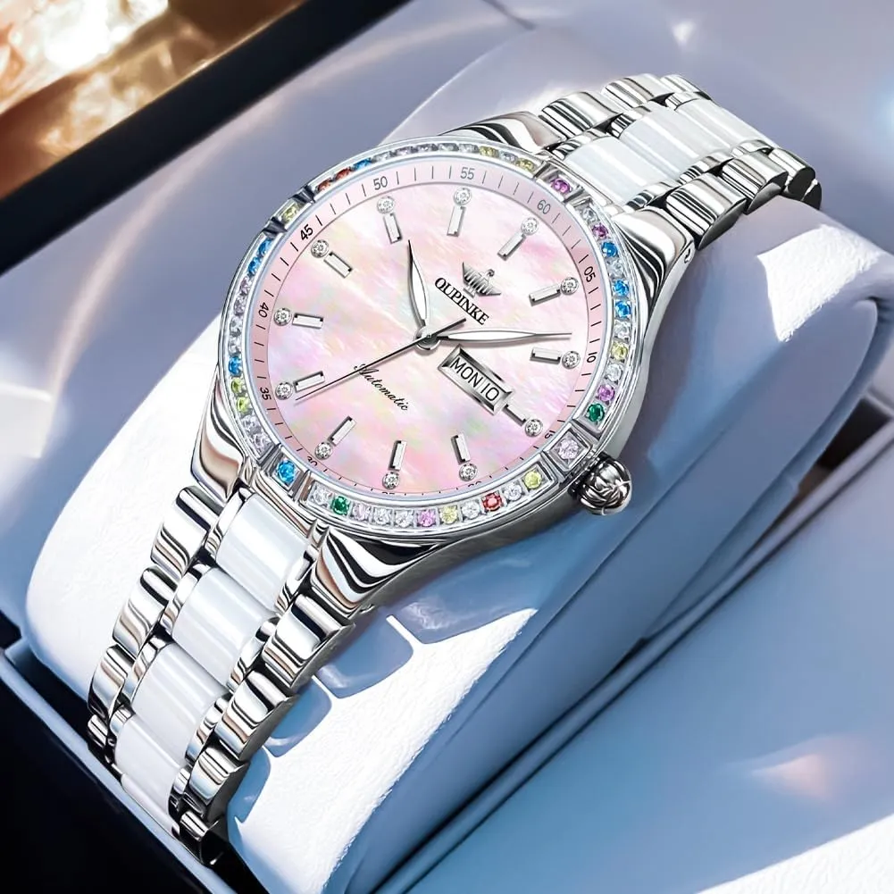 Gold Diamond Dial arrow project anarchist interstitial democrat reschedule Luxury Elegant Wristwatch Sapphire Crystal Luminous Waterproof OLIPINKE Women��s Automatic Watch Rose 