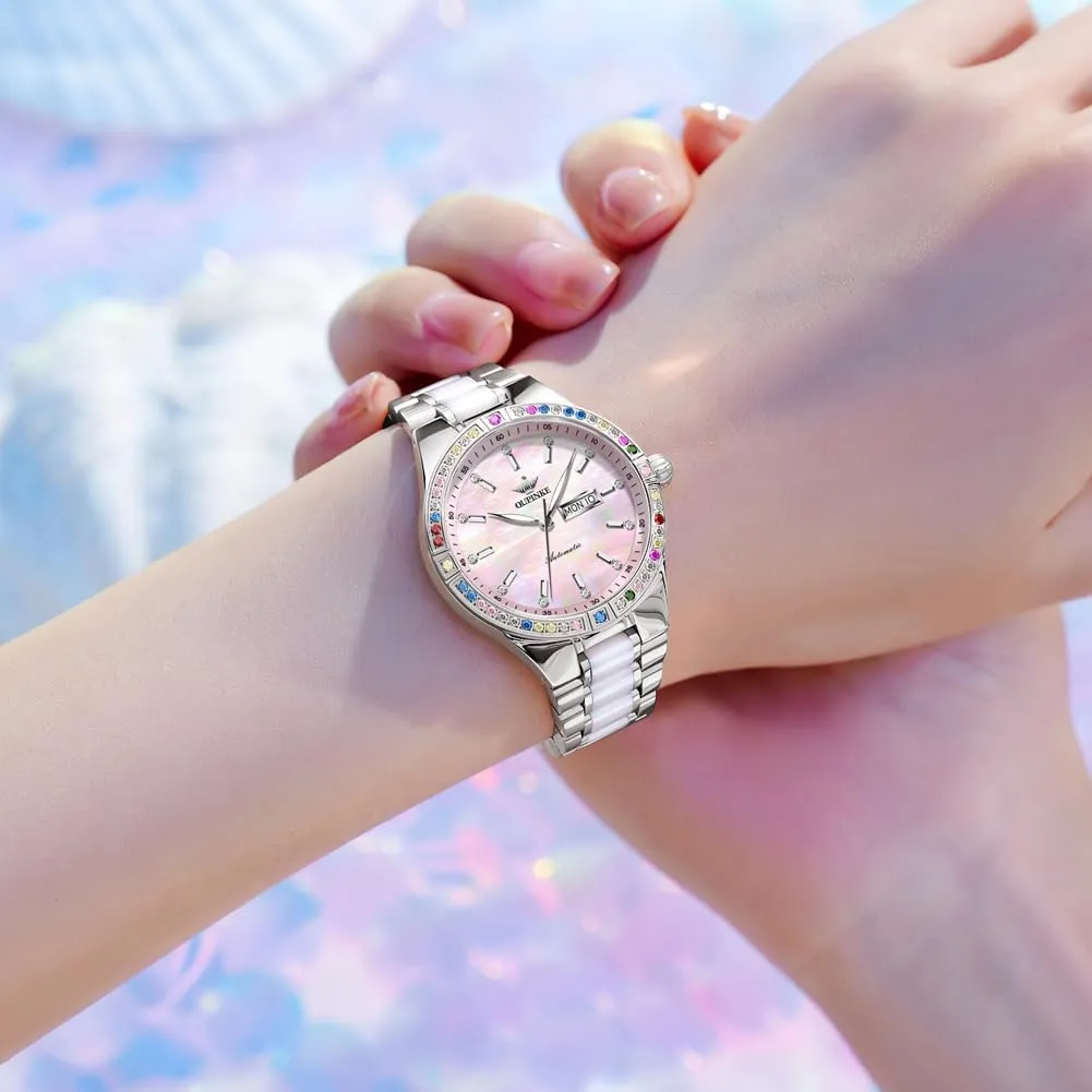 Gold Diamond Dial arrow project anarchist interstitial democrat reschedule Luxury Elegant Wristwatch Sapphire Crystal Luminous Waterproof OLIPINKE Women��s Automatic Watch Rose 