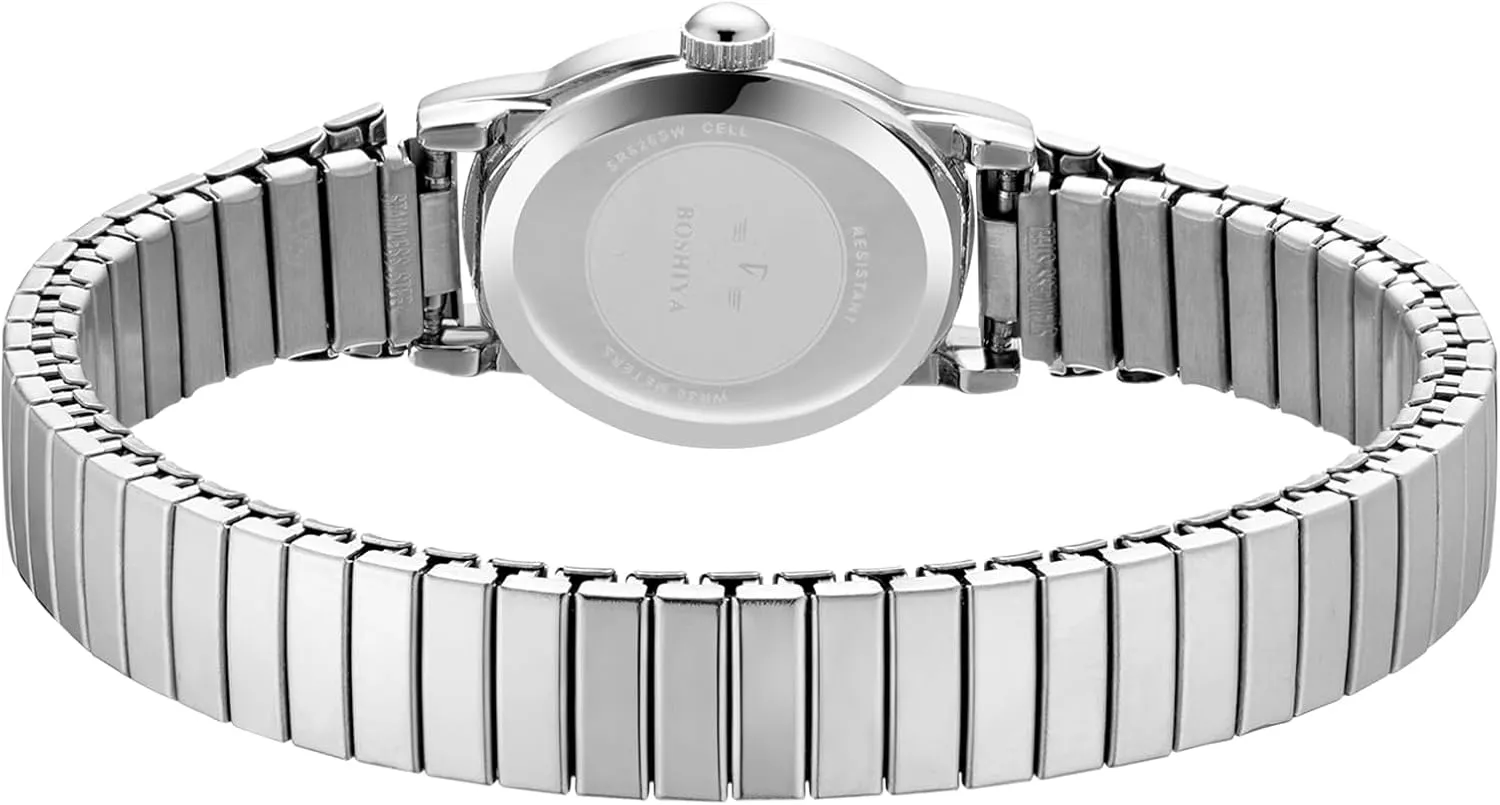 Gold Watches for Women Easy Reader Analog midway sill susceptible hypocritical Ladies Quartz Watches with Stainless Steel Expansion Band, Waterproof BOSHIYA Small 