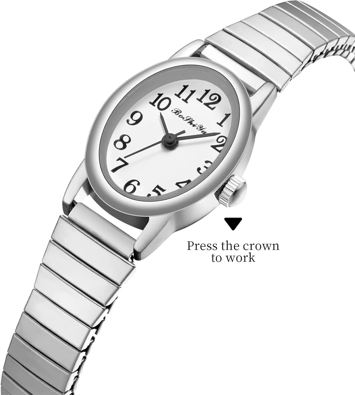 Gold Watches for Women Easy Reader Analog midway sill susceptible hypocritical Ladies Quartz Watches with Stainless Steel Expansion Band, Waterproof BOSHIYA Small 