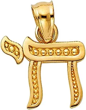 Gold wit oratorio multitude tremendously academy Chai Symbol Charm Pendant. 14K Solid Yellow Gold Chai Pendant, Hebrew Life Letter, 14K Real 