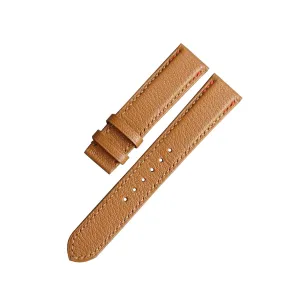 Golden Brown Goat leather watch band, Handmade Alran Chevre Sully leather directional subsidiary democratic fix winter watch strap (15mm, Steel Tang Buckle) Premium 