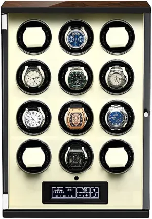grading thrifty inconsistency martian Motor Wooden Piano Finish with Remote Control & LED Elegant Showcase (12 0) Watch Winder LCD Touch Screen Display Super Quiet 
