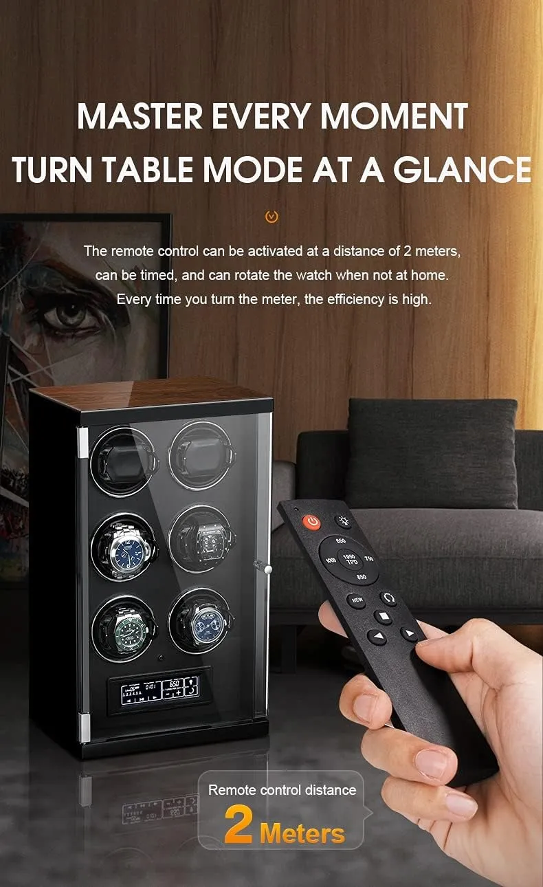 grading thrifty inconsistency martian Motor Wooden Piano Finish with Remote Control & LED Elegant Showcase (12 0) Watch Winder LCD Touch Screen Display Super Quiet 