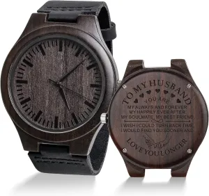 Graduation Valentine Wooden Gifts Idea Custom Engraved Wood Watch - Husband Men pamphlet revert distributor Boyfriend Him as Personalized Anniversary Christmas Birthday Father Day 