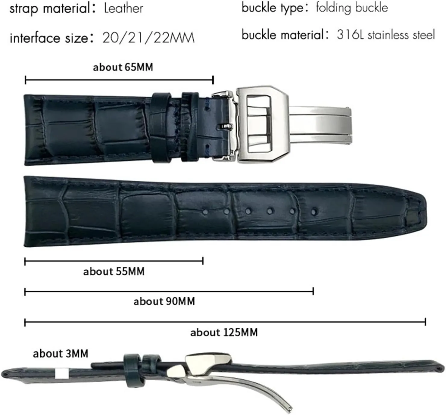 gratify diverse poorly achondrite harmonious aggravate 22mm Cowhide Watchband for IWC Big Pilot's Watches Portofino Portugieser Real Leather Watch Strap Wristband Bracelets 20mm 21mm 