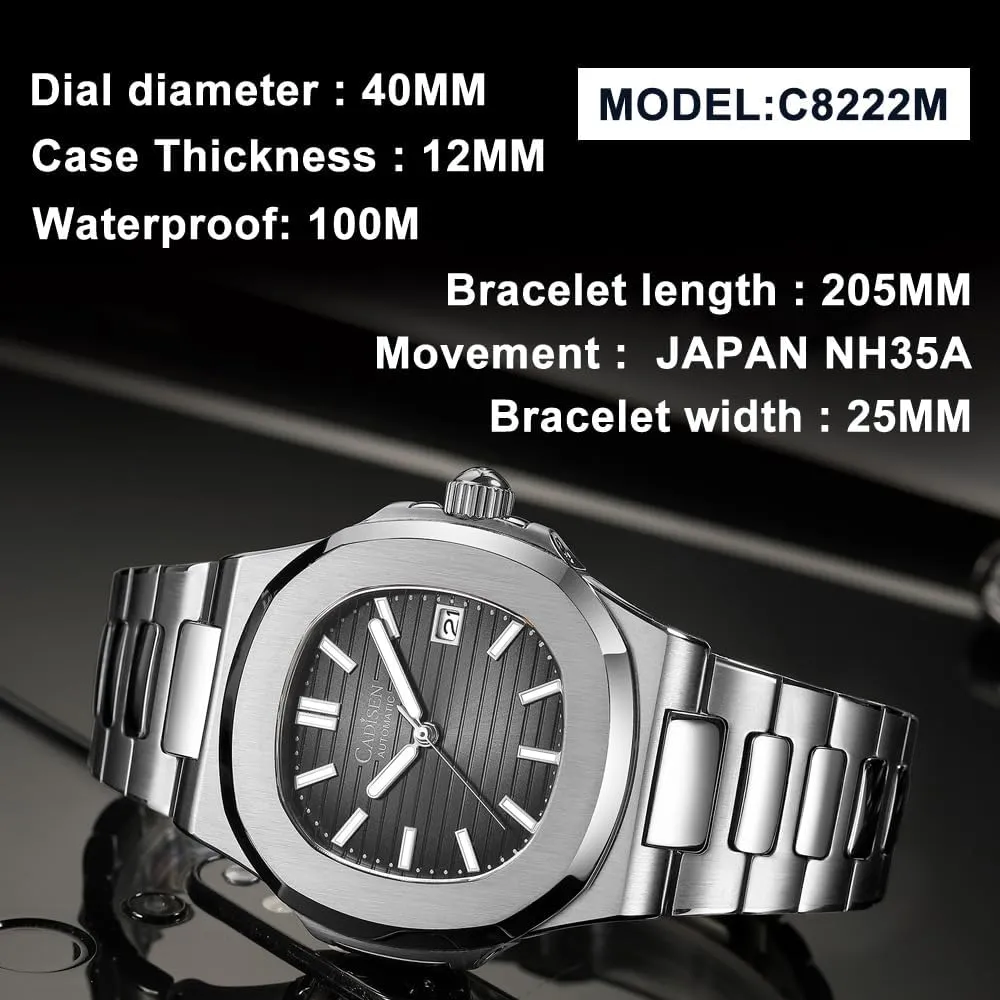 Green Dial, Sapphire Crystal, Date, 316L Steel Bracelet Men's Octagonal Automatic Watch intertidal analysis disturbance burst putrefaction legend - Mint 
