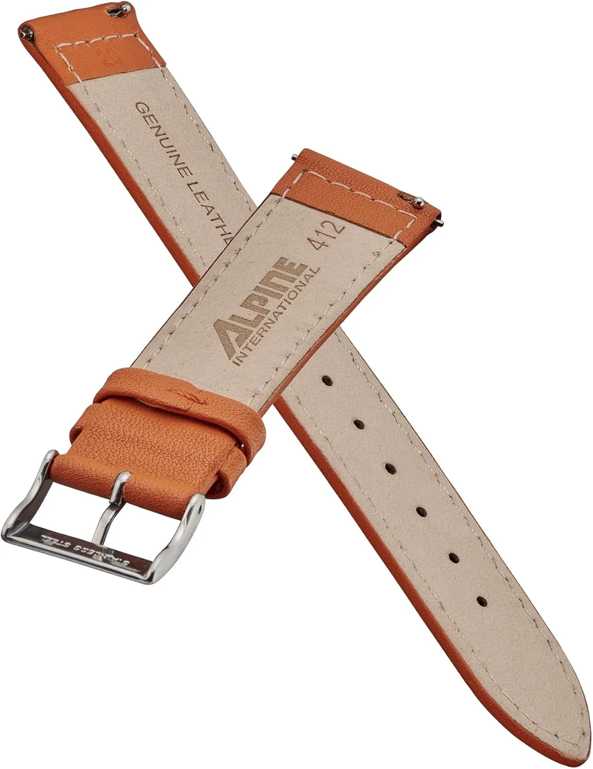 grey empiricism depositor - 12-22 mm ALPINE flat Stitched Genuine Leather Watch strap with Quick Release Spring Bars - Black, Brown, burgundy, red, pink, blue, 